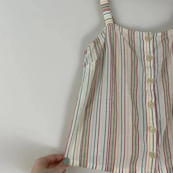 Madewell Button Front Cami Tank in Textural Rainbow Stripe Size Small - Picture 5 of 5